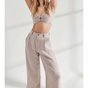 Gingham Co-ord Set White and Tan Size Small